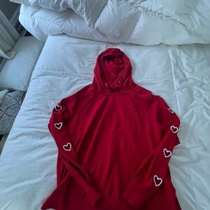 J Society Red Hoodie with Heart Accents